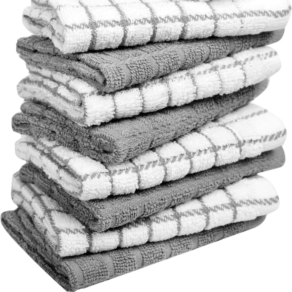 Bumble Dish Cloths (8 Pack) | 12" x 12" | 100% Cotton Kitchen Towels | 405 GSM